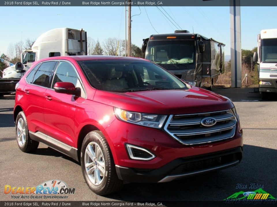2018 Ford Edge SEL Ruby Red / Dune Photo #7
