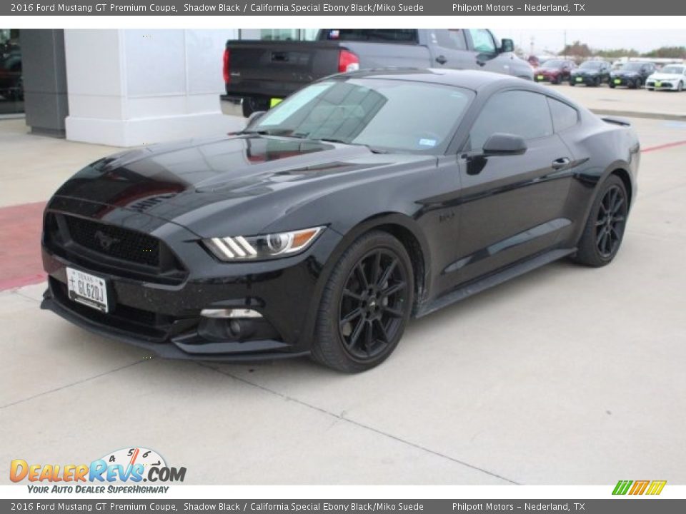 2016 Ford Mustang GT Premium Coupe Shadow Black / California Special Ebony Black/Miko Suede Photo #3