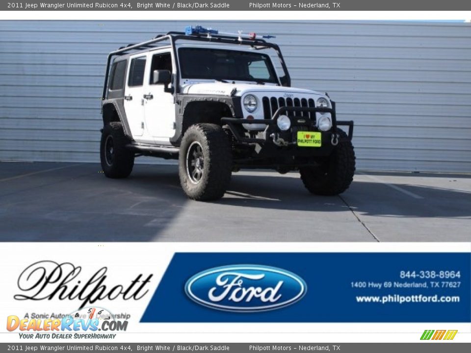 2011 Jeep Wrangler Unlimited Rubicon 4x4 Bright White / Black/Dark Saddle Photo #1