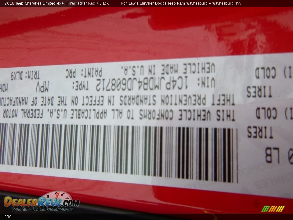 Jeep Color Code PRC Firecracker Red