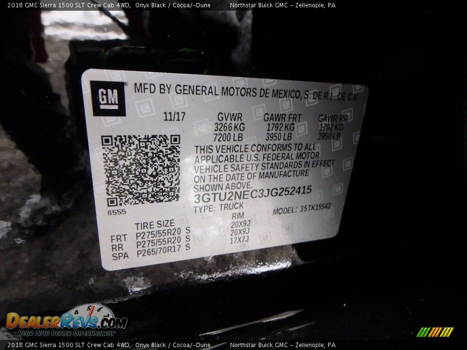 2018 GMC Sierra 1500 SLT Crew Cab 4WD Onyx Black / Cocoa/­Dune Photo #15