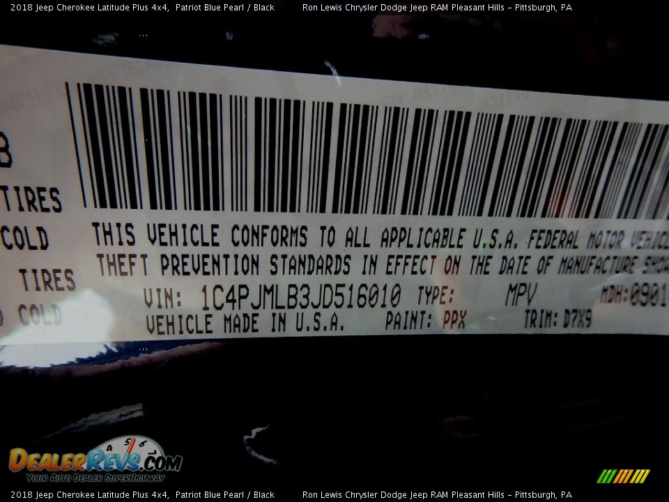 2018 Jeep Cherokee Latitude Plus 4x4 Patriot Blue Pearl / Black Photo #14