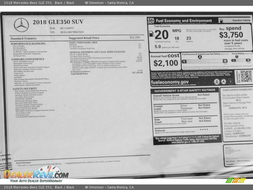 2018 Mercedes-Benz GLE 350 Black / Black Photo #11