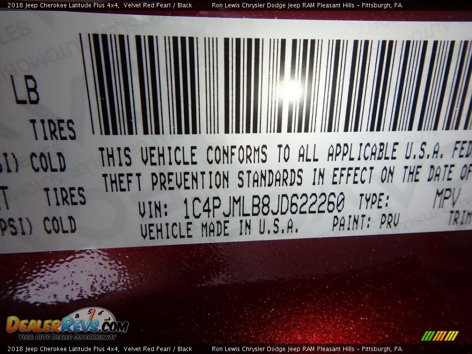 2018 Jeep Cherokee Latitude Plus 4x4 Velvet Red Pearl / Black Photo #14