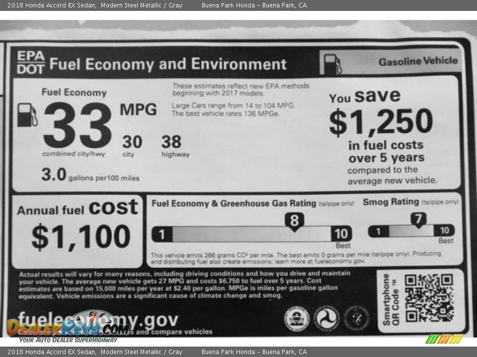 2018 Honda Accord EX Sedan Modern Steel Metallic / Gray Photo #17