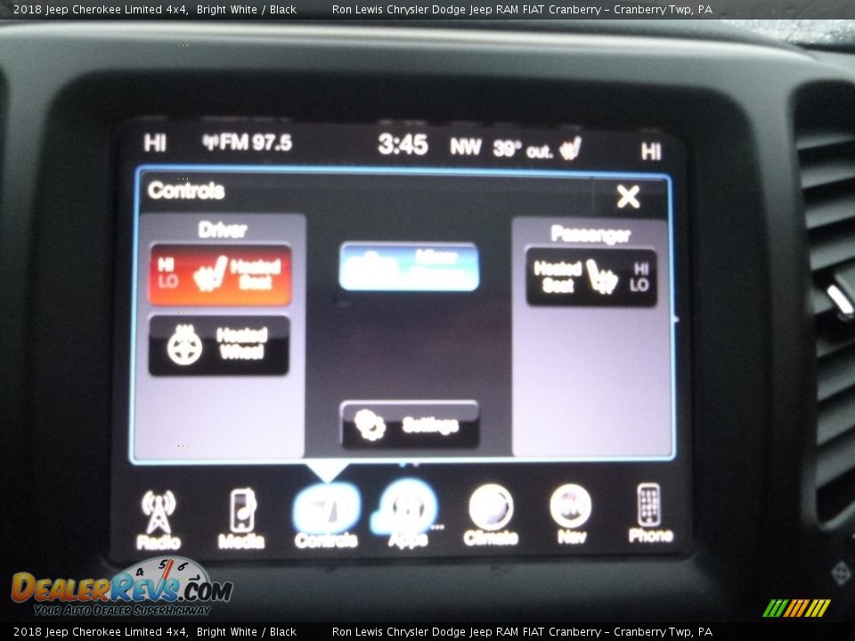 2018 Jeep Cherokee Limited 4x4 Bright White / Black Photo #20