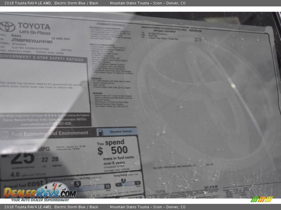 2018 Toyota RAV4 LE AWD Electric Storm Blue / Black Photo #10