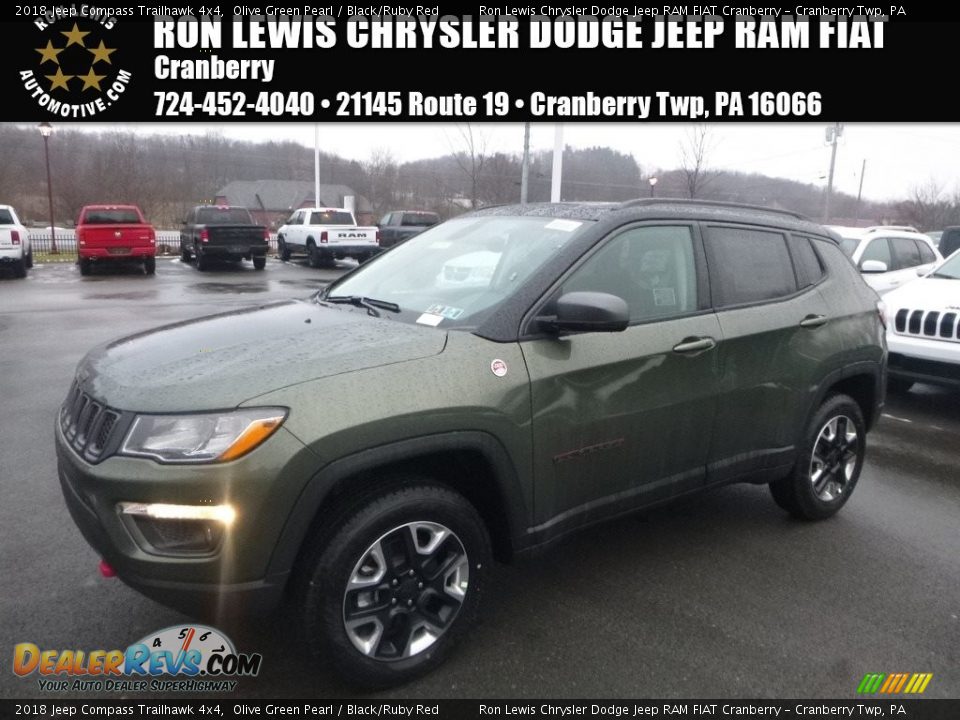 2018 Jeep Compass Trailhawk 4x4 Olive Green Pearl / Black/Ruby Red Photo #1