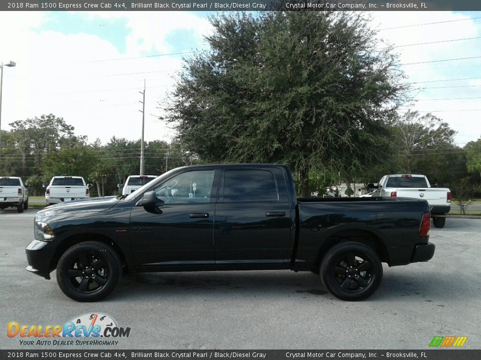 2018 Ram 1500 Express Crew Cab 4x4 Brilliant Black Crystal Pearl / Black/Diesel Gray Photo #2