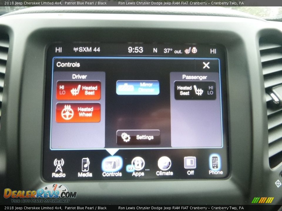 2018 Jeep Cherokee Limited 4x4 Patriot Blue Pearl / Black Photo #17
