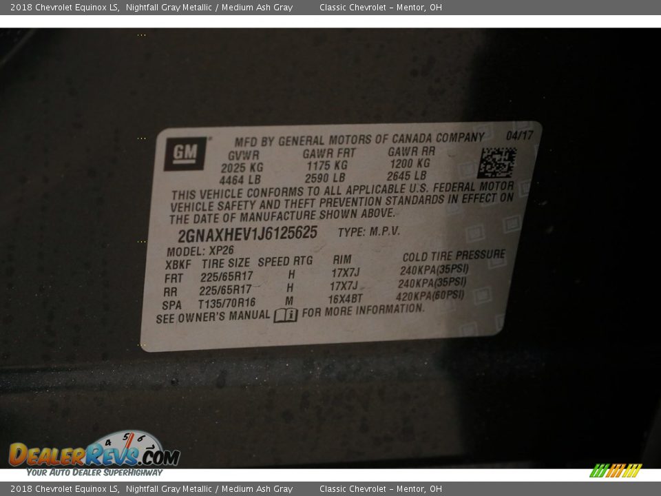 2018 Chevrolet Equinox LS Nightfall Gray Metallic / Medium Ash Gray Photo #19