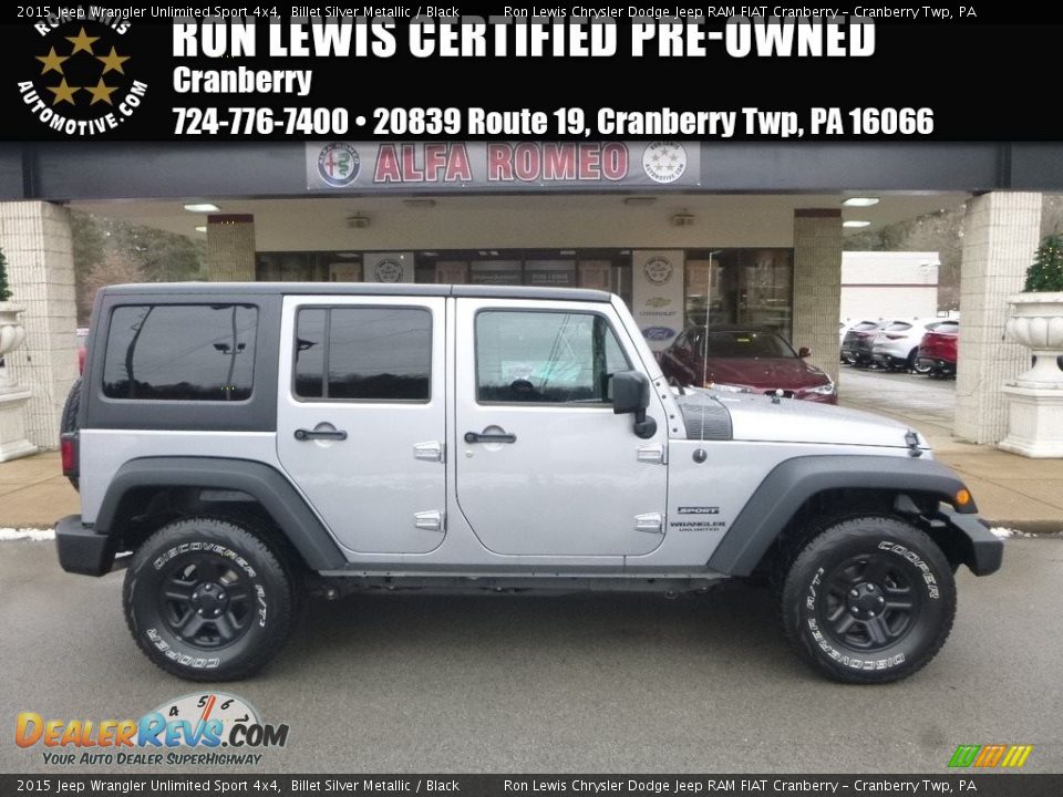 2015 Jeep Wrangler Unlimited Sport 4x4 Billet Silver Metallic / Black Photo #1