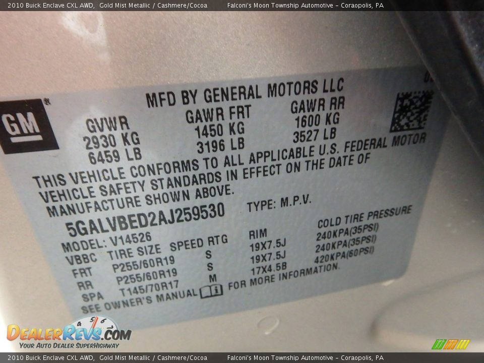 2010 Buick Enclave CXL AWD Gold Mist Metallic / Cashmere/Cocoa Photo #23