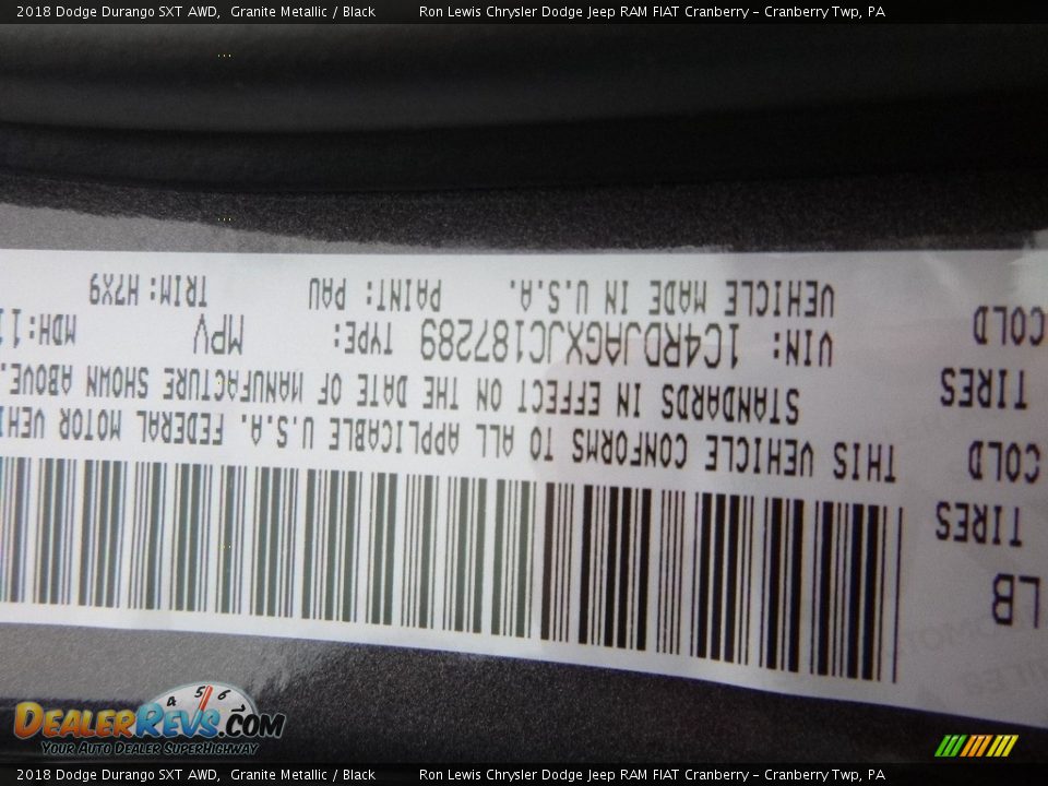 2018 Dodge Durango SXT AWD Granite Metallic / Black Photo #15