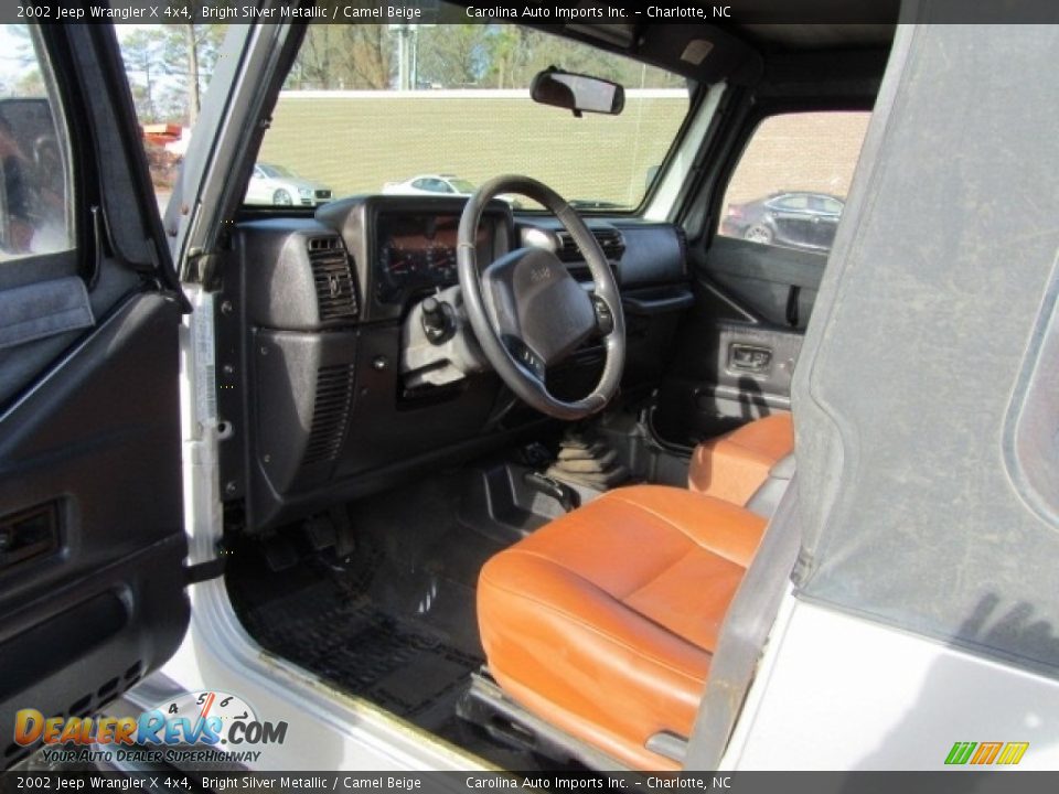 2002 Jeep Wrangler X 4x4 Bright Silver Metallic / Camel Beige Photo #19