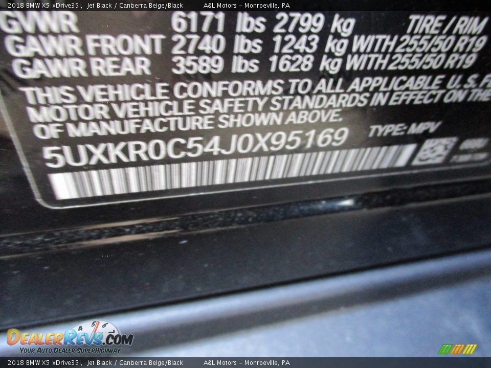 2018 BMW X5 xDrive35i Jet Black / Canberra Beige/Black Photo #19