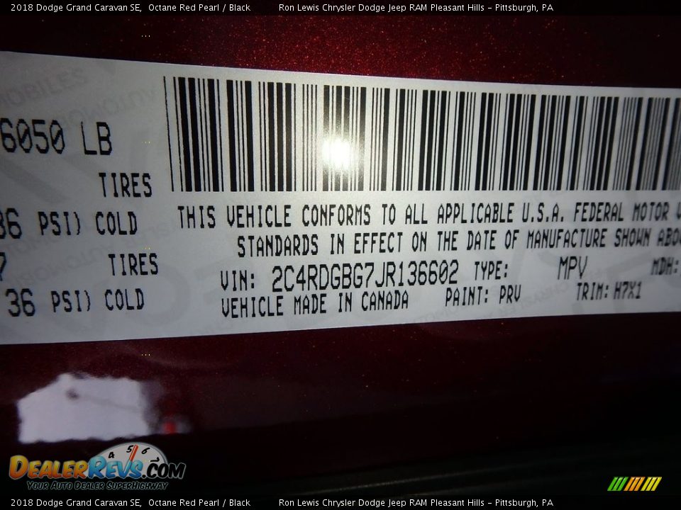 2018 Dodge Grand Caravan SE Octane Red Pearl / Black Photo #15