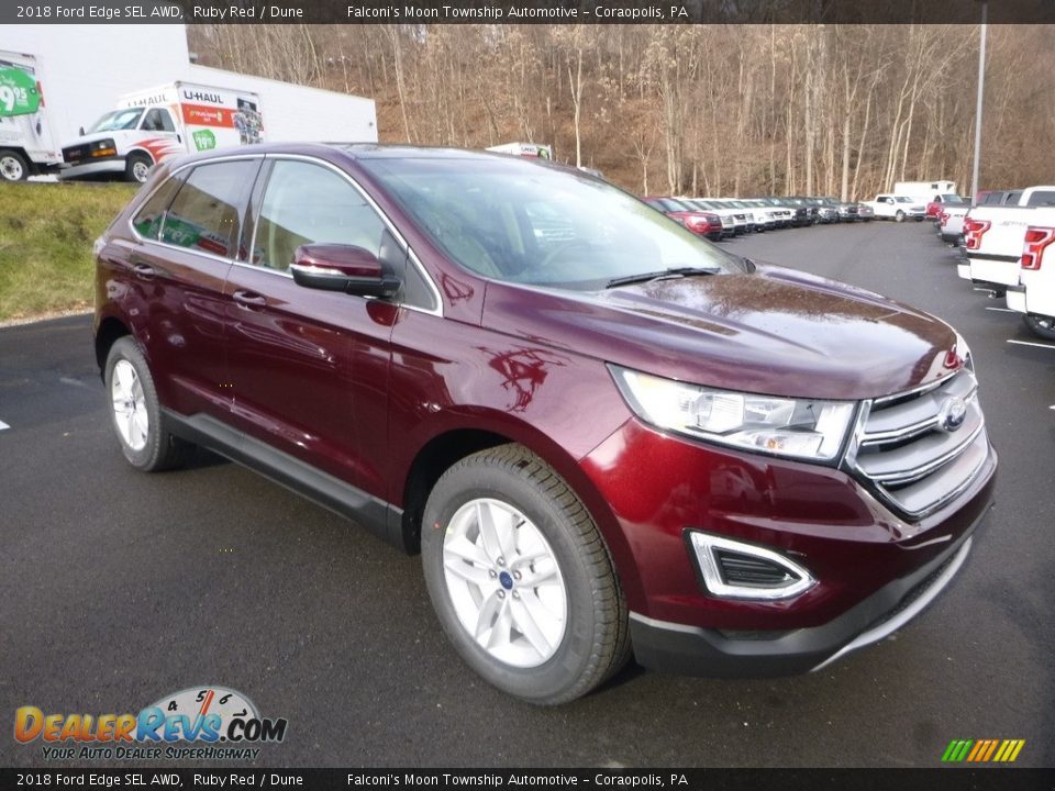 2018 Ford Edge SEL AWD Ruby Red / Dune Photo #3