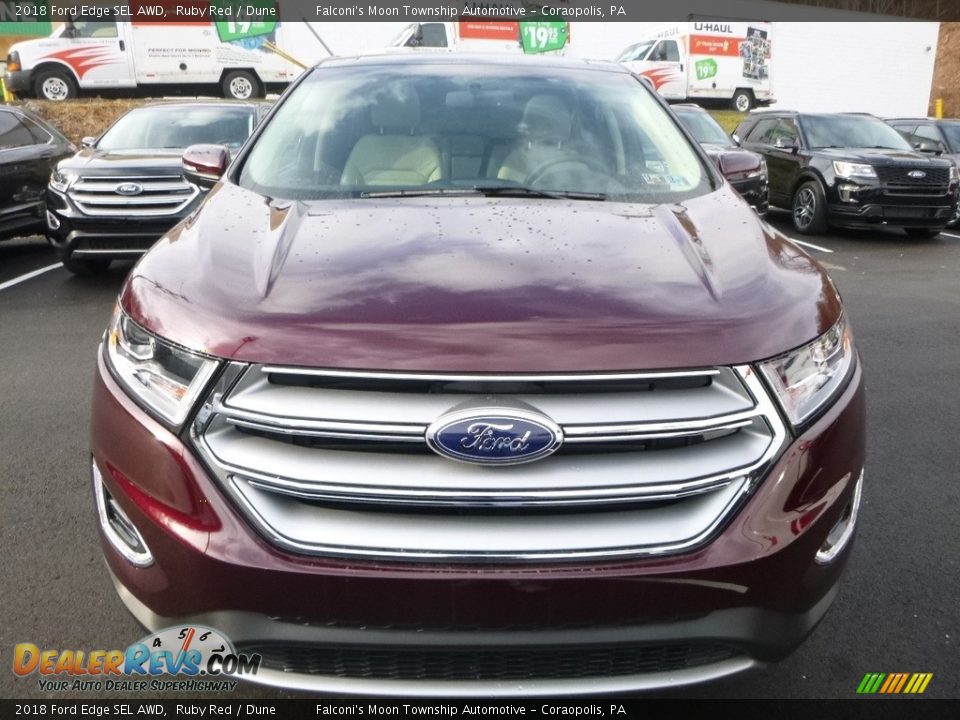 2018 Ford Edge SEL AWD Ruby Red / Dune Photo #4