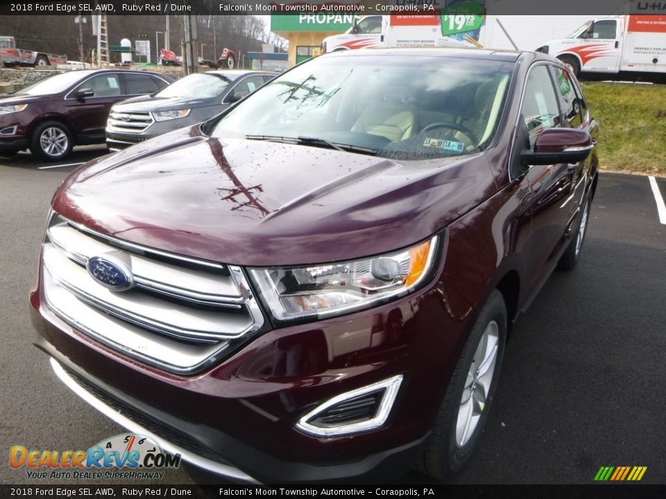 2018 Ford Edge SEL AWD Ruby Red / Dune Photo #5