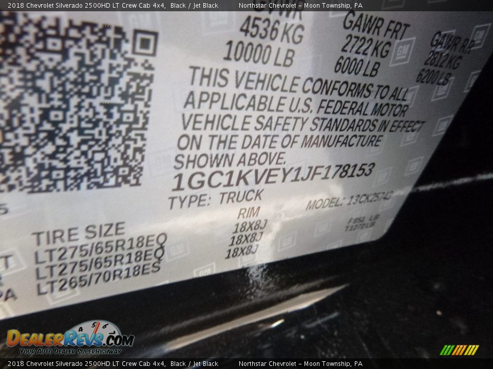 2018 Chevrolet Silverado 2500HD LT Crew Cab 4x4 Black / Jet Black Photo #18