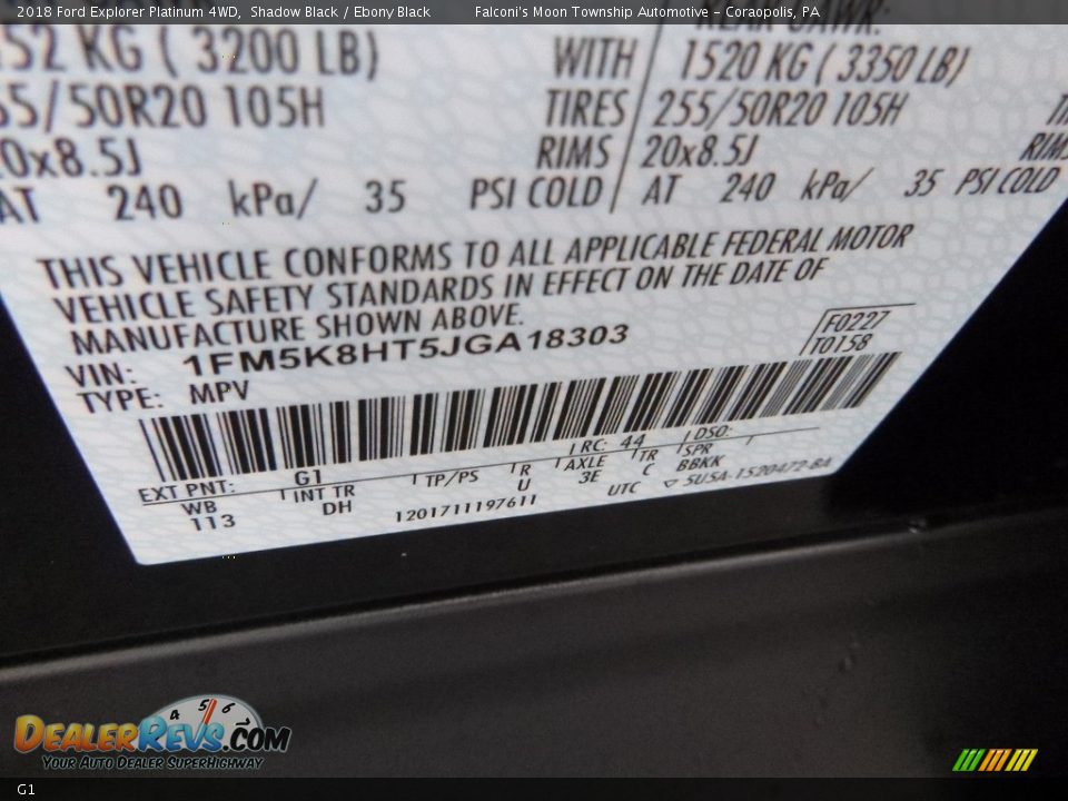 Ford Color Code G1 Shadow Black