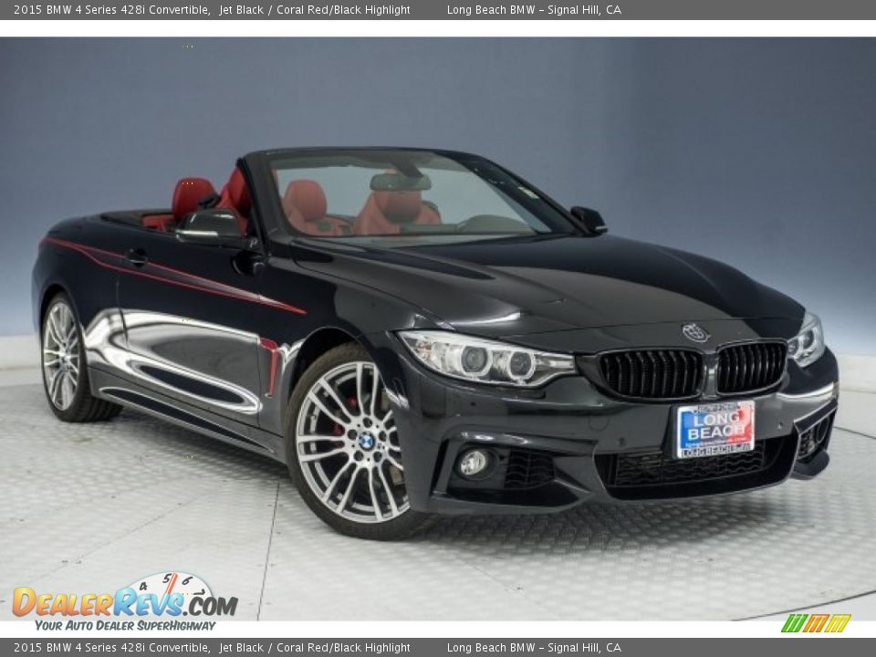 2015 BMW 4 Series 428i Convertible Jet Black / Coral Red/Black Highlight Photo #12