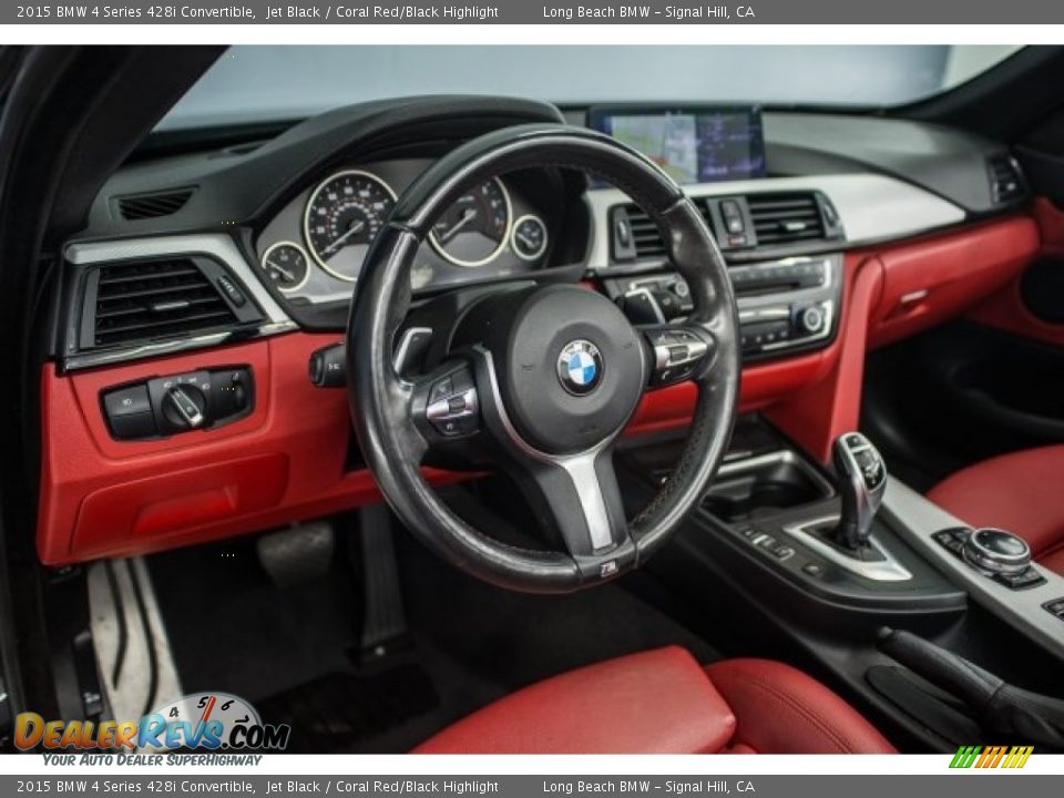 2015 BMW 4 Series 428i Convertible Jet Black / Coral Red/Black Highlight Photo #15