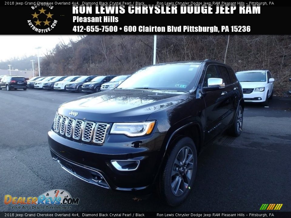 2018 Jeep Grand Cherokee Overland 4x4 Diamond Black Crystal Pearl / Black Photo #1