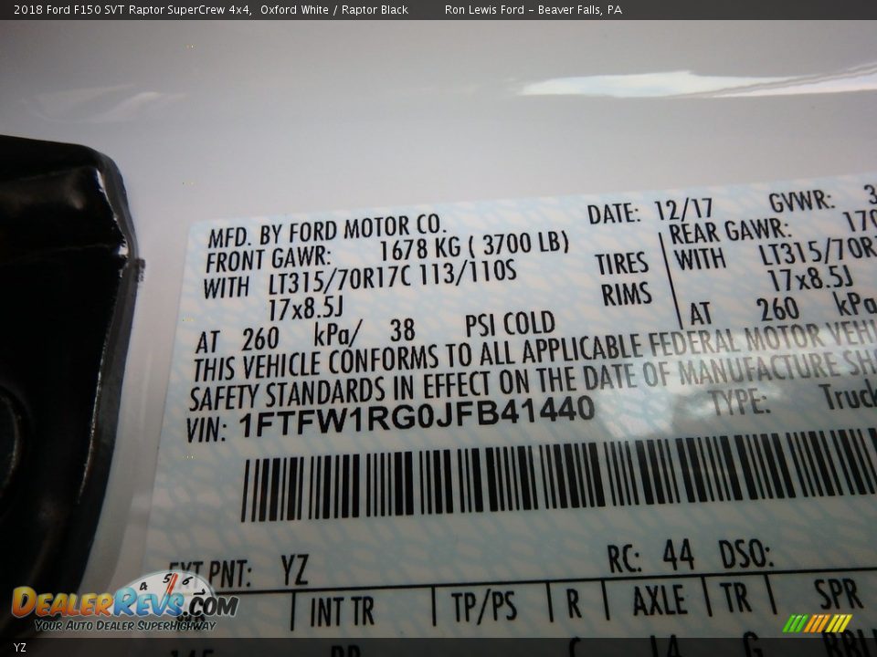 Ford Color Code YZ Oxford White