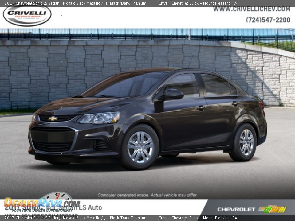 2017 Chevrolet Sonic LS Sedan Mosaic Black Metallic / Jet Black/Dark Titanium Photo #1