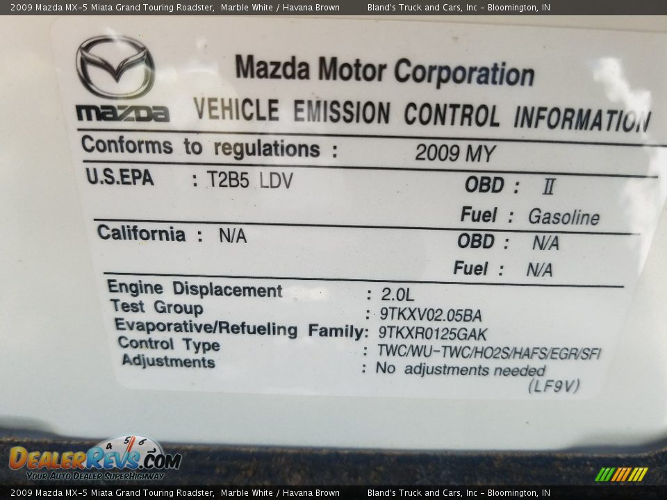2009 Mazda MX-5 Miata Grand Touring Roadster Marble White / Havana Brown Photo #33