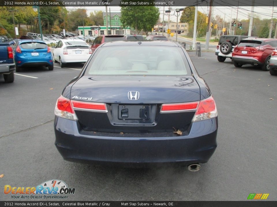2012 Honda Accord EX-L Sedan Celestial Blue Metallic / Gray Photo #7