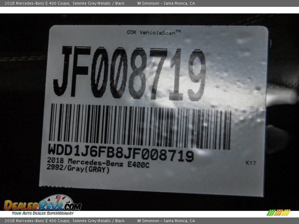 2018 Mercedes-Benz E 400 Coupe Selenite Grey Metallic / Black Photo #10