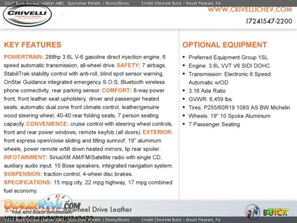 2017 Buick Enclave Leather AWD Quicksilver Metallic / Ebony/Ebony Photo #11