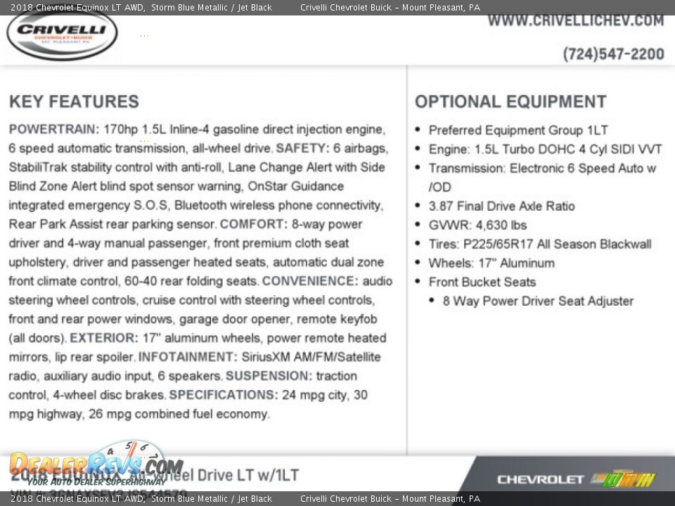 2018 Chevrolet Equinox LT AWD Storm Blue Metallic / Jet Black Photo #8