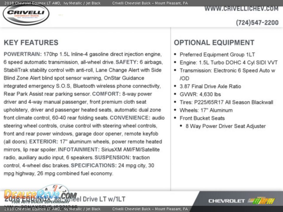 2018 Chevrolet Equinox LT AWD Ivy Metallic / Jet Black Photo #8