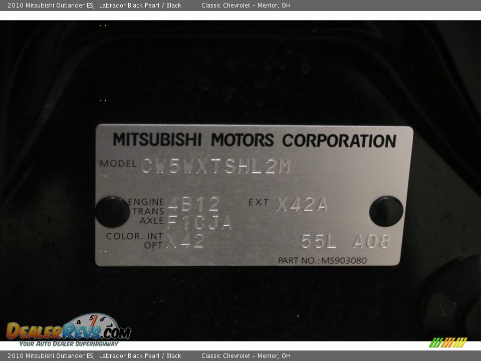 2010 Mitsubishi Outlander ES Labrador Black Pearl / Black Photo #18