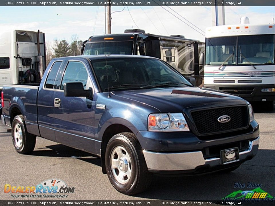 2004 Ford F150 XLT SuperCab Medium Wedgewood Blue Metallic / Medium/Dark Flint Photo #7