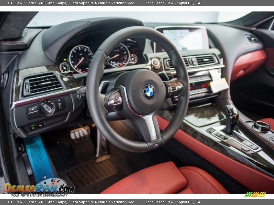 2018 BMW 6 Series 640i Gran Coupe Black Sapphire Metallic / Vermilion Red Photo #6