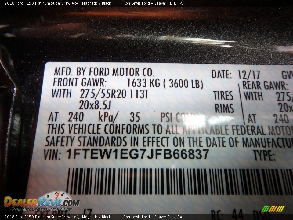 2018 Ford F150 Platinum SuperCrew 4x4 Magnetic / Black Photo #14