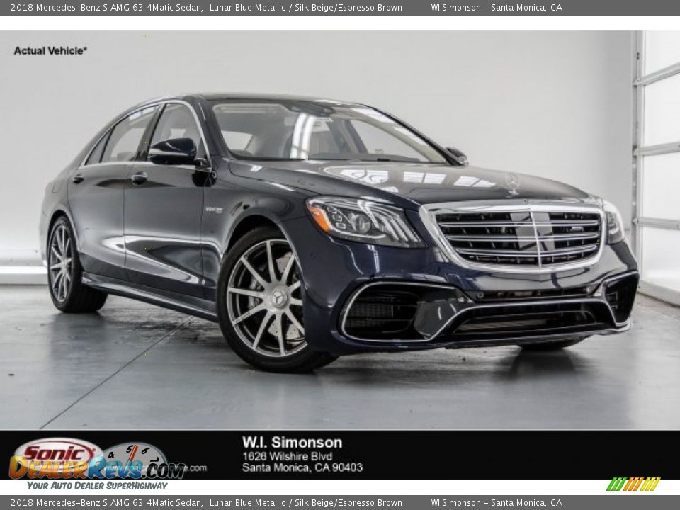 2018 Mercedes-Benz S AMG 63 4Matic Sedan Lunar Blue Metallic / Silk Beige/Espresso Brown Photo #1
