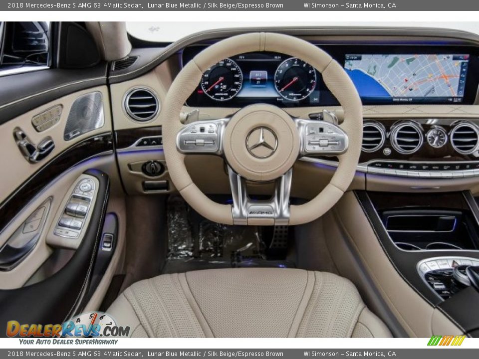 2018 Mercedes-Benz S AMG 63 4Matic Sedan Lunar Blue Metallic / Silk Beige/Espresso Brown Photo #4