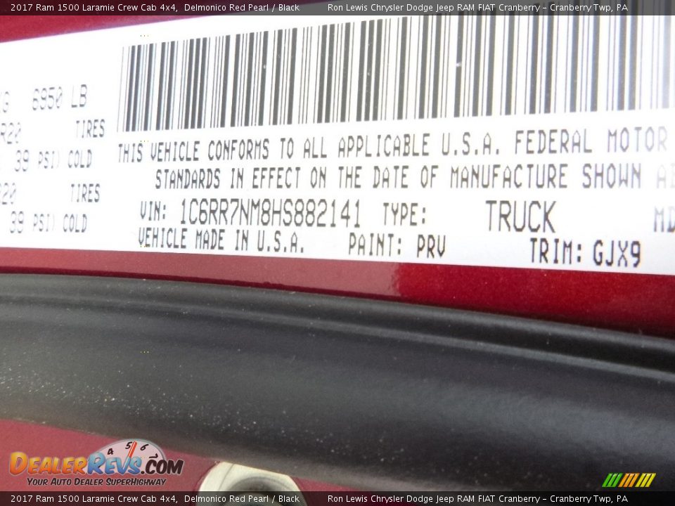 2017 Ram 1500 Laramie Crew Cab 4x4 Delmonico Red Pearl / Black Photo #16