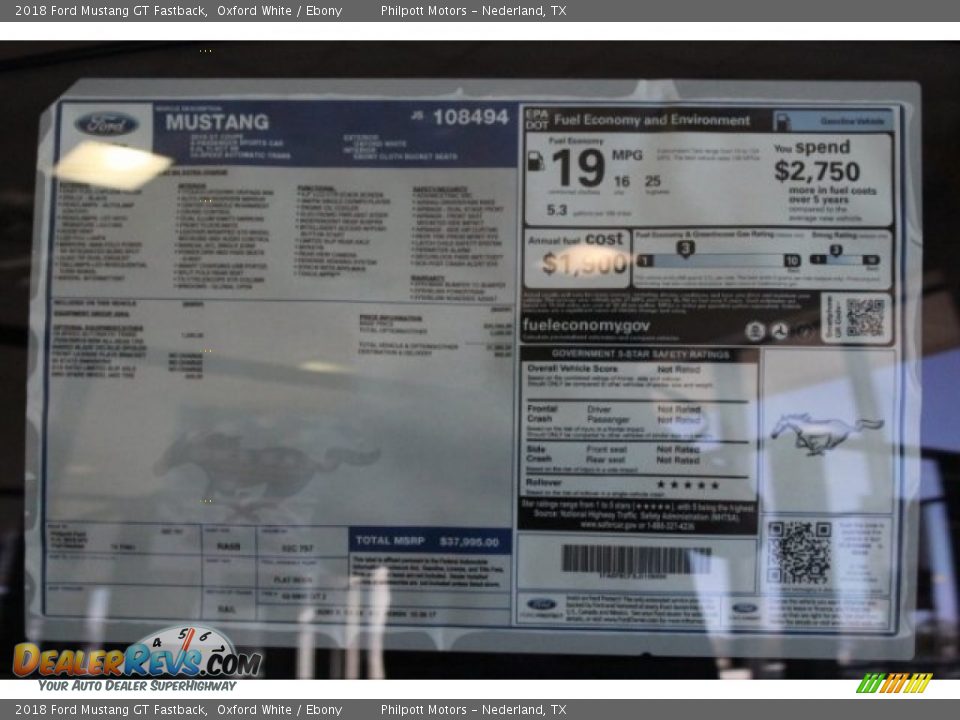 2018 Ford Mustang GT Fastback Oxford White / Ebony Photo #9