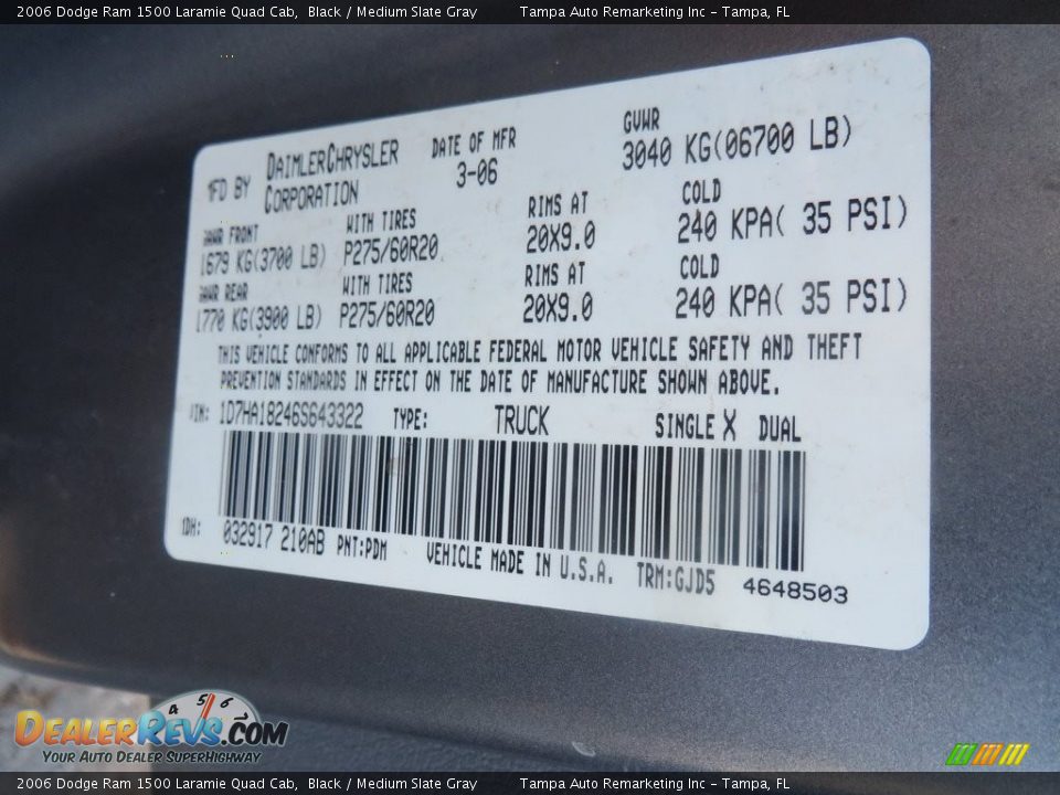 2006 Dodge Ram 1500 Laramie Quad Cab Black / Medium Slate Gray Photo #25