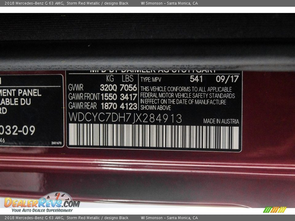 2018 Mercedes-Benz G 63 AMG Storm Red Metallic / designo Black Photo #24