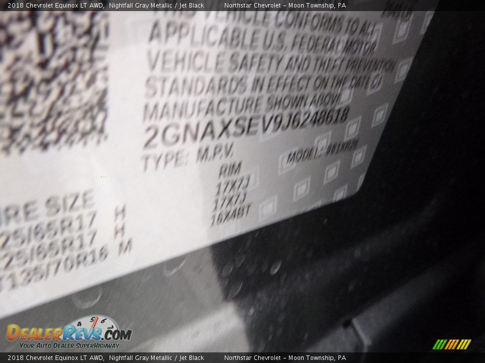 2018 Chevrolet Equinox LT AWD Nightfall Gray Metallic / Jet Black Photo #17