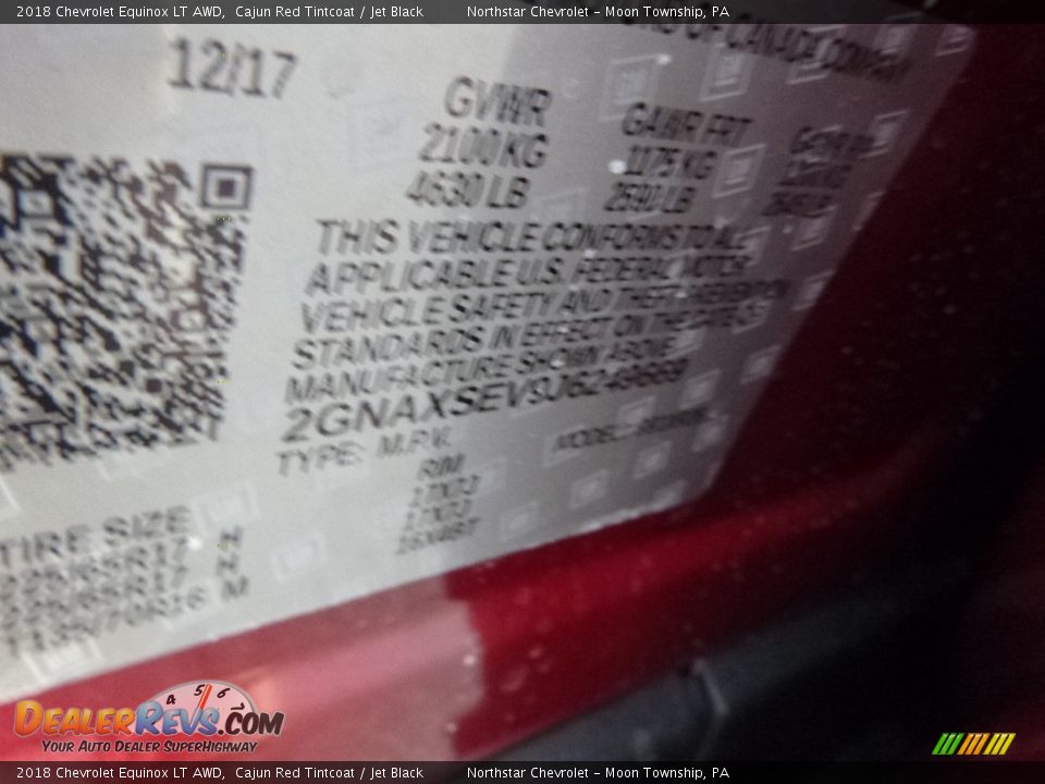 2018 Chevrolet Equinox LT AWD Cajun Red Tintcoat / Jet Black Photo #18