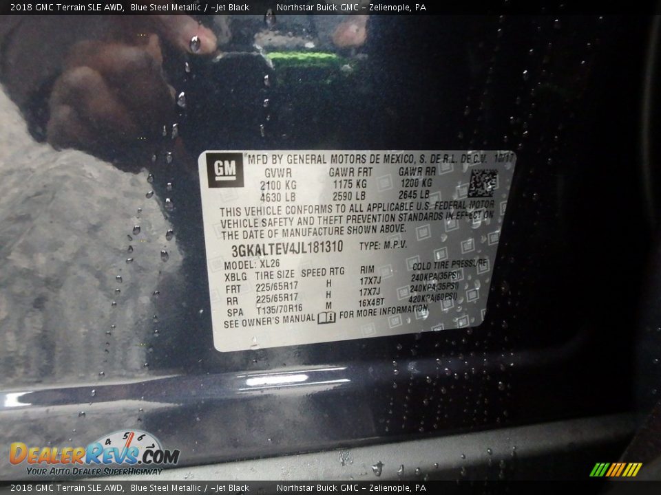 2018 GMC Terrain SLE AWD Blue Steel Metallic / ­Jet Black Photo #15